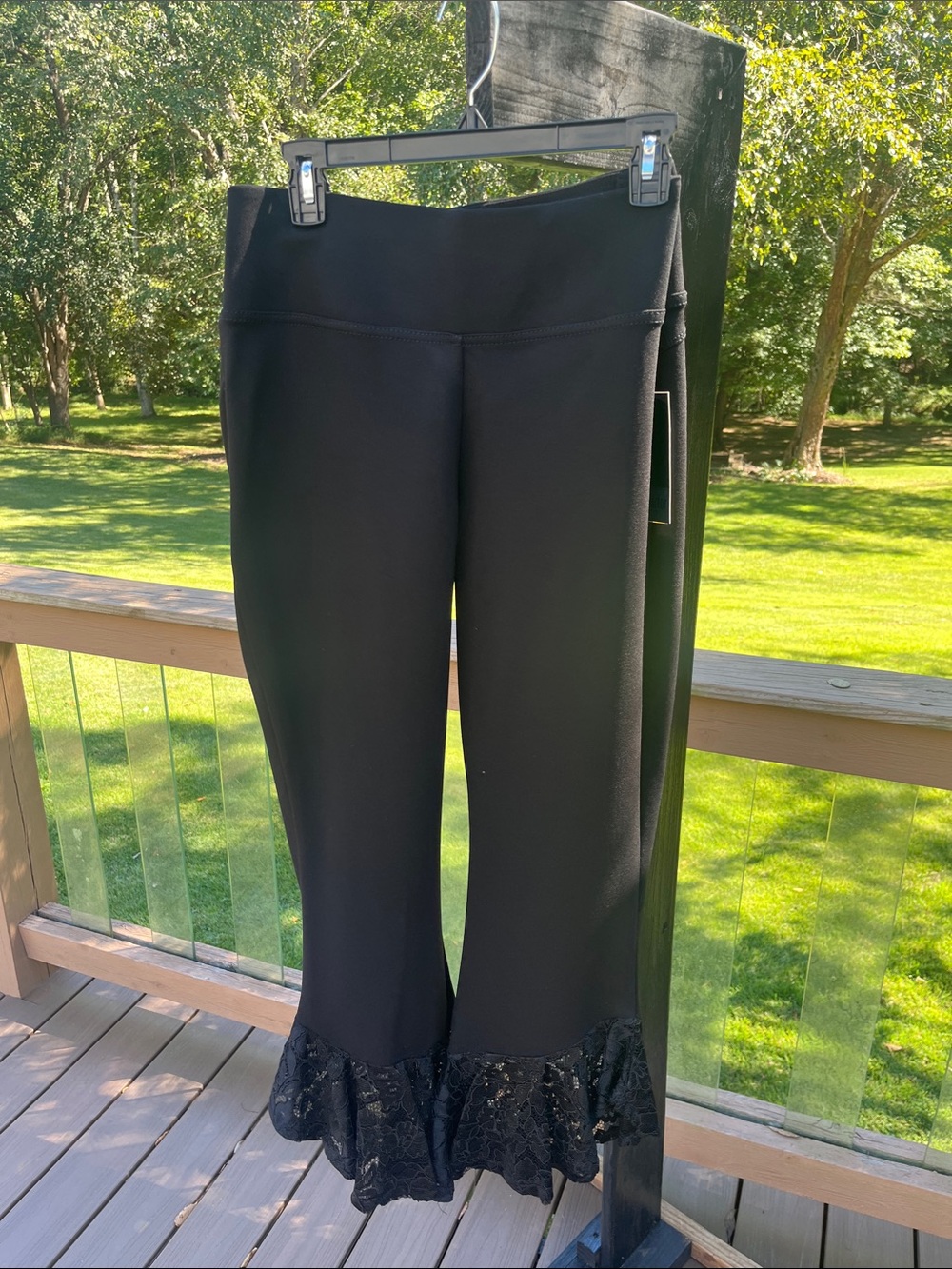 Investments Black Flare Pants with Lace Hem